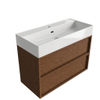 Saniclass Holz Frame Badkamermeubelset - 100x45x72cm - Legend keramische wastafel wit - 1 wasbak - 1 kraangat - 2 lades - mat walnut pure (hout) SW1579983