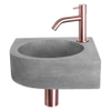 Differnz Cleo pack lave-mains d'angle – 31,5 x 31,5 x 10 cm – béton gris – robinet courbé cuivre SW373194