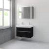 Bruynzeel Pinto badmeubelset 65.3x90x46cm 2 kraangaten 1 wasbak 2 lades met spiegelkast met softclose composite zwart eiken SW384815 Bruynzeel Pinto badmeubelset 65.3x90x46cm 2 kraangaten 1 wasbak 2 lades met spiegelkast met softclose composite zwart eiken SW384815