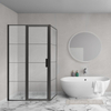 Aqua Vista Triple Porte pivotante avec partie fixe - 110x200 cm - 8mm - verre clair - élément cabine d'angle - noir mat SW969931