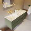 Mondiaz VICA-DLUX ensemble de meuble de salle de bain - 130cm - meuble sous-vasque armée - 2 tiroirs - lavabo encastré nuage gauche - sans trous de robinet - version haute de 60cm - glace SW1088088