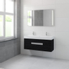 Bruynzeel Mino badmeubelset 56x120x38cm 2 kraangaten 2 wasbakken 2 lades met spiegel met softclose zwart eiken SW384663 Bruynzeel Mino badmeubelset 56x120x38cm 2 kraangaten 2 wasbakken 2 lades met spiegel met softclose zwart eiken SW384663
