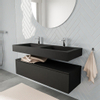 MONDIAZ ALAN 120cm - meuble bas - 1 tiroir - lavabo suspendu - 2 vasques - 2 trous de robinet - urban SW408624