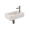 FugaFlow Eccelente Pietra Ensemble fontaine - 40x22x10cm - trou de robinet à droite - robinet de fontaine brossé gunmetal PVD - bouchon de vidange - siphon abaissé - beige mat SW1468996