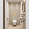 Adema Salina 2.0 Ensemble WC - 48.5x36x32cm - cuvette profonde - sans bride - réservoir encastré QeramiQ - softclose - quickrelease - abattant WC - plaque de commande en matière synthétique beige - boutons rectangulaires - blanc SW1474582