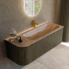 MONDIAZ KURVE-DLUX Meuble de salle de bains 125cm arrondi à gauche couleur Shadow avec 1 tiroir et 1 porte. Lavabo BIG MEDIUM à droite 1 trou de robinet Arena. SW1431456