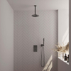 Ensemble de douche pluie encastré Brauer Gunmetal - douche principale 20 cm - bras plafond 20 cm - 2 fonctions - incluant la partie encastrable - douchette à main 1 fonction - PVD - gunmetal brossé SW715973