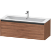 Duravit Ketho.2 Wastafelonderbouwkast - met 1 lade - voor enkele wastafel - 121x48x44cm - met greep antraciet - noten mat SW772412