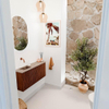 Mondiaz JOYA-DLUX 91.6cm toiletmeubel - ronding rechts kleur Ruby - Wastafel FAYE positie Links Zonder kraangat kleur Arena. SW1425309