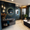 MONDIAZ RIVA Ensemble de meuble salle de bain - 120x50x30cm - 1 tiroir - MDF gris foncé mat - push to open - 0 trous de robinet - lavabo à droite - solid surface gris foncé SW702698