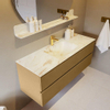 Mondiaz VICA-DLUX ensemble de meuble de salle de bain - 130cm - meuble sous-vasque oro - 2 tiroirs - lavabo encastré cloud milieu - 1 trou de robinet - version haute de 60cm - frape SW1089199