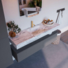 Mondiaz ALAN-DLUX Ensemble de meuble - 150cm - meuble Plata mat - 1 tiroir - Lavabo Cloud Glace suspendu - vasque Centre - 1 trou de robinet SW805945