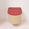 Mondiaz LAVIE WC suspendu – sans bride – 36 x 53 cm – avec abattant softclose – Sand (beige), abattant Fire (rouge) SW1208783