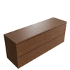 Saniclass Holz Pure Badkamermeubelset - 160x45x62cm - houten topblad - zonder kraangat - 4 lades - mat walnut pure (hout) SW1479061