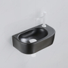 QeramiQ Fuente Fonteinset - 40x21.5x12cm - rechts - glad - halfrond - 1 kraangat - keramiek - fonteinkraan wit mat - afvoerplug - verlaagd sifon - zwart mat SW1232805