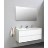 Basic Bella Meuble salle de bains avec lavabo acrylique avec miroir et éclairage Blanc 120x55x46cm 2 trous de robinet Blanc brillant SW491823