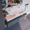 Mondiaz ALAN-DLUX Ensemble de meuble - 150cm - meuble Plata mat - 1 tiroir - Lavabo Cloud Glace suspendu - vasque Gauche et droite - 0 trous de robinet SW806260
