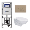 Adema Classico toiletset bestaande uit inbouwreservoir en toiletpot, basic toiletzitting - bedieningsplaat taupe - ronde knoppen - wit SW1164282