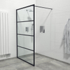 FugaFlow Efficiente Vetro inloopdouche badkamer - 120x200cm - lines frame buitenzijde - antikalk - mat zwart SW1123581