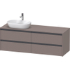 Duravit ketho meuble à 2 vasques avec plaque console et 4 tiroirs pour vasque à gauche 160x55x56.8cm avec poignées anthracite basalte mat SW772692