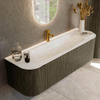 Mondiaz KURVE-DLUX Ensemble meuble de salle de bains - 150x46x40cm - 1 tiroir - 2 portes - lavabo solid surface - milieu - 1 trou de robinet - Shadow SW1414484