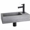 Fortifura Fuente fonteinset - 40x22x8cm - kraangat rechts - met kraan mat zwart - beton (grijs) SW1111525