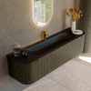 Mondiaz KURVE Ensemble meuble de salle de bains - 170x46x40cm - 1 tiroir - 2 portes - vasque solid surface - centre - 1 trou de robinet - Shadow SW1414270
