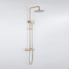Fortifura Calvi Regendoucheset - thermostatisch - 25cm - hoofddouche - metalen slang - ronde handdouche - PVD - geborsteld messing (goud) SW1204402