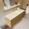 Mondiaz VICA-DLUX ensemble de meuble de salle de bain - 130cm - meuble sous-vasque oro - 2 tiroirs - lavabo encastré cloud milieu - 1 trou de robinet - version haute de 60cm - opalo SW1086619