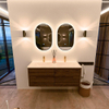 Mondiaz CIRO-DLUX Badkamermeubelset - 130x45x50cm - Solid surface wastafel Meli - 2 wasbak Dubbel - 2 kraangaten - 4 lades - Dusk SW1533263