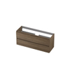 Ink meuble sous lavabo 120x52x40cm 2 tiroirs tourniquet en bois sans poignée décor bois chêne pur SW439223