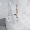 Fortifura Nebbio Badcombinatie-set - thermostaatkraan - glijstang - met geïntegreerde - wandaansluitbocht - gladde doucheslang - staaf handdouche - badvulcombinatie - PVD - geborsteld koper SW1238069