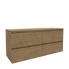 Saniclass Holz Pure Meuble de salle de bain - 140x45x60cm - plan de toilette - sans trous de robinet - 4 tiroirs - Chêne Natural SW1436797