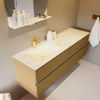 Mondiaz VICA-DLUX ensemble de meuble de salle de bain - 150cm - meuble sous-vasque oro - 4 tiroirs - lavabo encastré cloud gauche - 1 trou de robinet - version haute de 60cm - ostra SW1085565