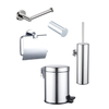 Fortifura Calvi Toiletset 5-delig - toiletrolhouder - reserverolhouder - toiletborstelhouder - handdoekhaak - pedaalemmer - hoogglans chroom SW1443516