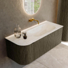 Mondiaz KURVE-DLUX Ensemble de meuble de salle de bains - 115x46x40cm - 1 tiroir - 1 porte - lavabo solid surface - droit - sans trou de robinet - Shadow SW1414450