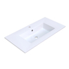 Arcqua Mira Inbouw Wastafel - 91x46x1.5cm - enkele wasbak - 1 kraangat - cast marble - glans wit SW1581358