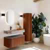 MONDIAZ THOR-DLUX Meuble de salle de bains - 100cm - arrondi gauche + droite - couleur Ruby - 1 tiroir - 2 portes - Vasque suspendue CLOUD gauche 1 trou de robinet - couleur Sombra SW1467627