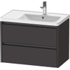 Duravit ketho meuble sous 2 vasques avec 2 tiroirs pour vasque à droite 78.4x45.5x54.9cm avec poignées anthracite graphite super mat SW772345