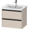 Duravit Ketho.2 Wastafelonderbouwkast - met 2 laden - 63.4x45.5x54.9cm - met grepen antraciet - taupe mat SW772318