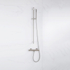 FortiFura Calvi Ensemble de douche barre curseur avec douchette stick, flexible en métal et robinet de douche Inox brossé PVD SW811925