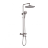 Fortifura Calvi Ensemble de douche pluie - thermostatique - douche de tête 30 cm - flexible lisse - douchette ronde - bec de baignoire pivotant - Gunmetal brossé PVD SW1592484