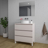 Saniclass Chaci PLUS Meuble de salle de bain - 80x86x46cm - vasque - plan de toilette - 3 tiroirs - miroir rectangulaire - mat cotton (beige) SW1182419