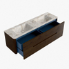 Mondiaz CIRO-DLUX Ensemble de meubles de salle de bains - 140x45x50cm - Plan vasque solid surface Frappe - 2 vasques double - sans trous de robinet - 4 tiroirs - Noyer SW1530111