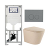 QeramiQ Dely Toiletset - 36.3x51.7cm - diepspoel - rimless - Geberit UP320 inbouwreservoir - softclose toilet zitting 35 mm - bedieningsplaat licht grijs - ronde knoppen - mat beige SW1236504