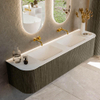 Mondiaz KURVE Ensemble de meuble de salle de bains - 180x46x40cm - 2 tiroirs - 2 portes - lavabo solid surface - double - sans trou de robinet - Shadow SW1414135
