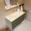 Mondiaz VICA-DLUX ensemble de meuble de salle de bain - 100cm - meuble sous-vasque armée - 2 tiroirs - lavabo encastré nuage milieu - 1 trou de robinet - version haute de 60cm - ostra SW1087003