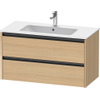 Duravit Ketho.2 Wastafelonderbouwkast - met 2 laden - 101x48x55cm - met grepen antraciet - natuur eiken mat SW772263