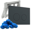 QeramiQ Push Bedieningsplaat met toiletblokjeshouder - voor Geberit UP320 inbouwreservoir - dualflush - ronde knoppen - kunststof - inclusief 12 toiletblokjes - mat antraciet SW1335735