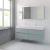 Bruynzeel Passo badmeubelset 69.8x150x46cm 2 kraangaten 2 wasbakken 4 lades met spiegelkast met softclose ceramic fjord groen SW384723 Bruynzeel Passo badmeubelset 69.8x150x46cm 2 kraangaten 2 wasbakken 4 lades met spiegelkast met softclose ceramic fjord groen SW384723